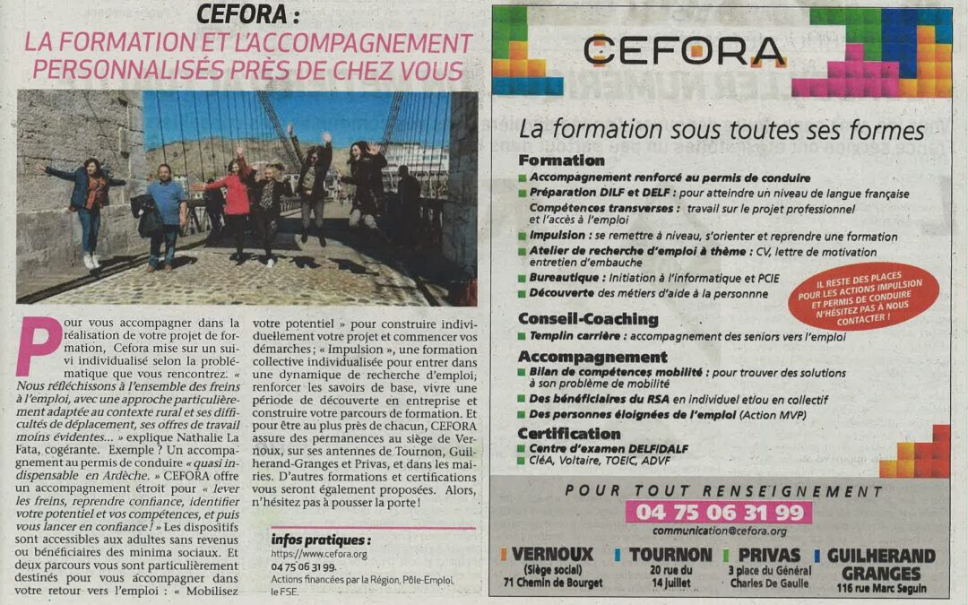 Article paru dans l’Hebdo de l’Ardèche