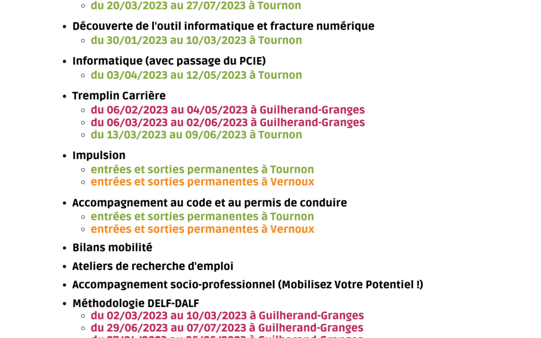 Formations à Cefora : 1er semestre 2023