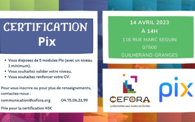Nouvelle certification à Cefora : Pix