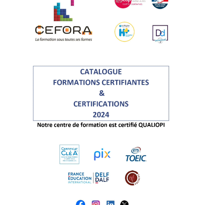 CATALOGUE DES FORMATIONS CERTIFIANTES