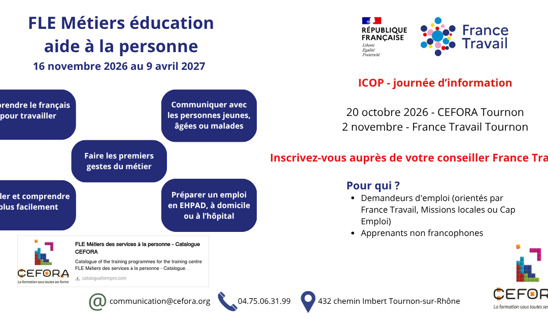 Nouvelle formation FLE – Métiers de l’aide à la personne !